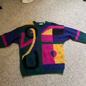 Vintage green multicolor knit sweater